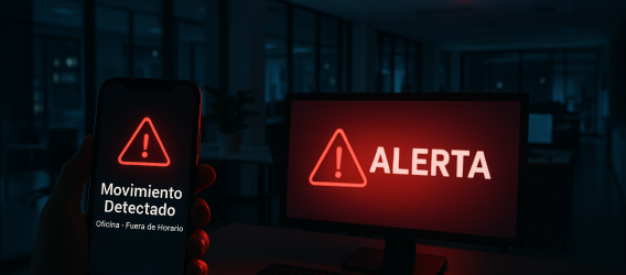 Detección de movimientoAutomatización de seguridad electrónica con alertas y control inteligente